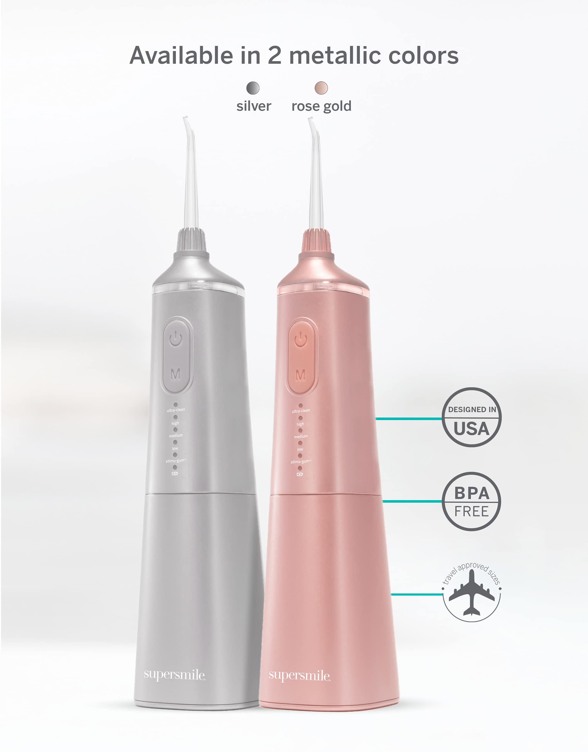 Supersmile Professional Zina Water Flosser, Rechargeable Cordless Teeth and Gum Flosser