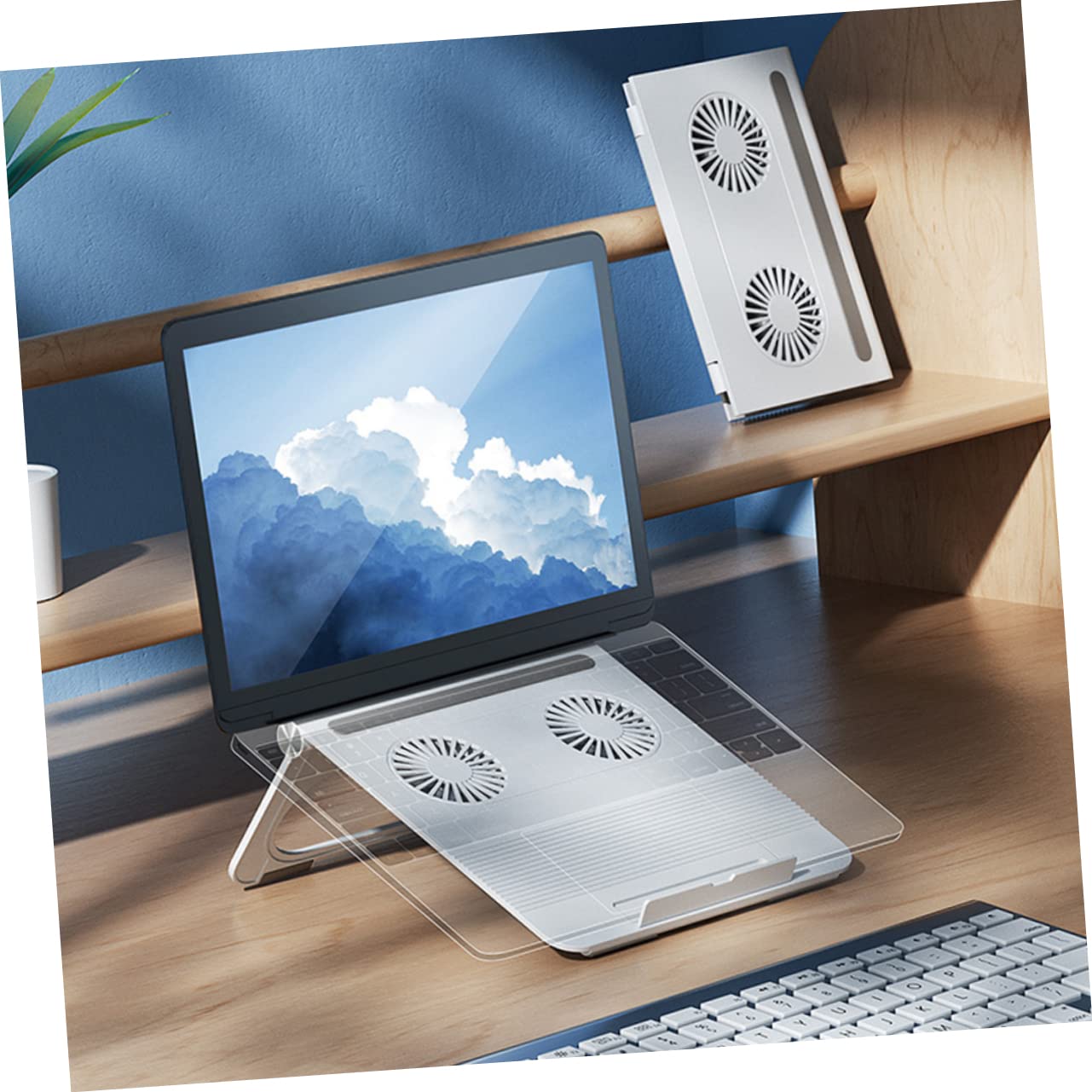 Blanco Soporte Silicona para 3800 Duales Ventiladores y Portátil