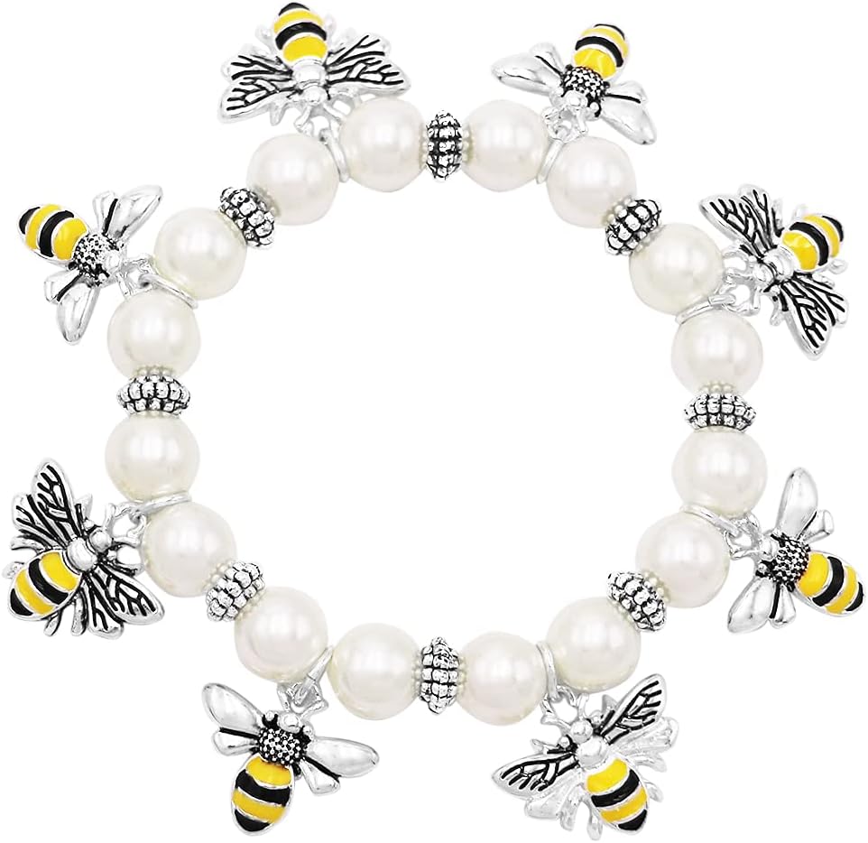 Rosemarie & Jubalee Women's BEEutiful Summertime Fun Enamel And Crystal Rhinestone Honey Bee Jewelry Pieces
