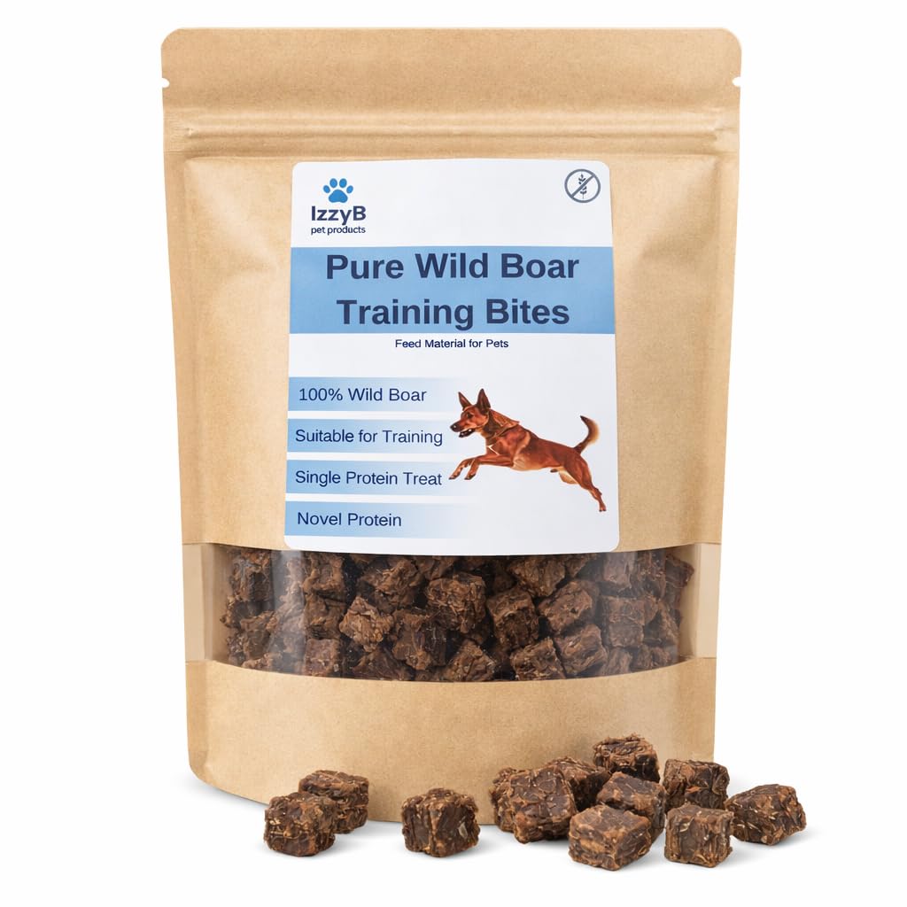 IzzyB Pet Products Training Bites Dog Treats – 100% Pure Meat, Grain-Free & Low Fat (200g, Wild Boar)