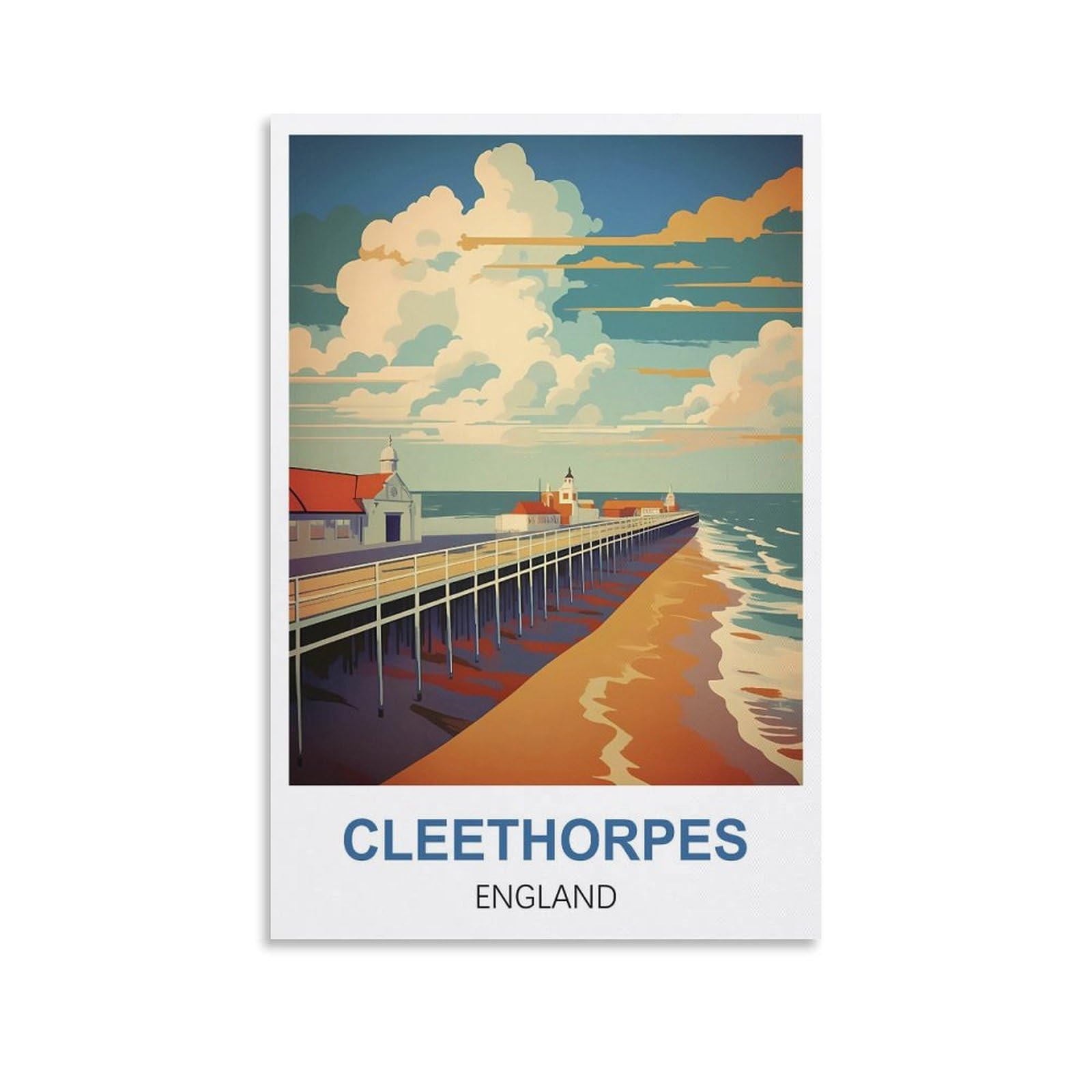Ctzikww Unframe-Style Cleethorpes England Vintage Travel Poster 08X12inch(20X30cm) Canvas Art Prints Picture Wall Art Painting