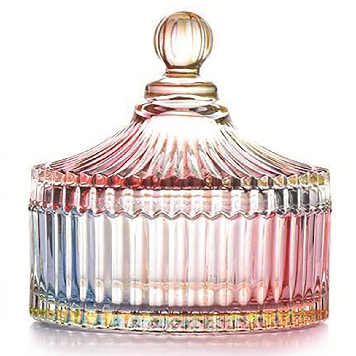 YILUSHENGHUA Colorful Glass Jar With Lid,Christmas Candy Dish,Candy Cookie Jars,Jewelry Box,Biscuit Containers Food Storage,Decorative Jar(Multi-Color)