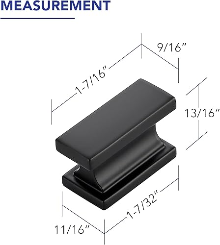 Miniatura 2 de Ravinte Hardware Paquete de 20 tiradores de gabinete negro mate, manijas de cocina negras de 1.46 pulgadas para armarios y armarios, pomos centrales