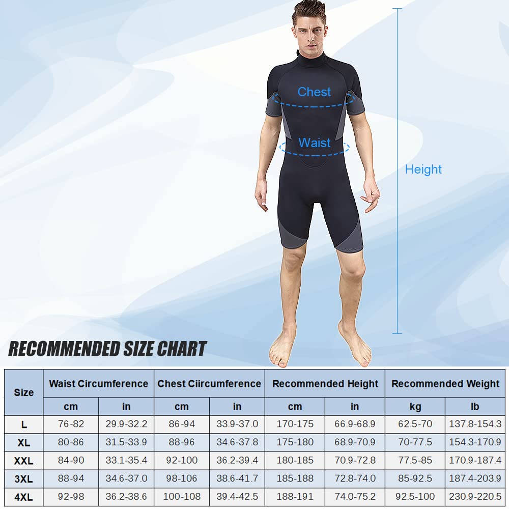 Amazon | メンズショートウェットスーツ3mmネオプレンフルボディ