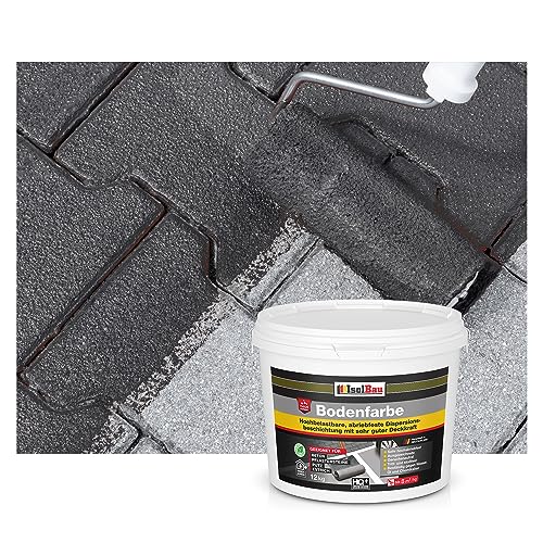 Isolbau Bodenfarbe - 12 kg - Boden- und Betonfarbe für Keller, Garage, Werkstatt - Wasserfeste Bodenbeschichtung für innen & außen - Anthrazit (RAL)
