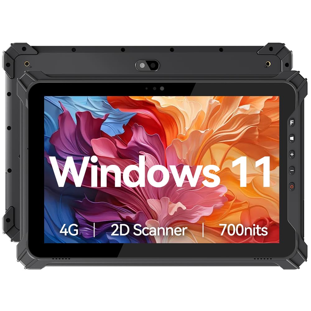 – T10W 10.1 inch Rugged Windows 11 Tablet, 8GB+128GB, 4G LTE Tablet for Work, 700 nit GPS, for Warehouse Use, Construction Worker (T10W2D-UK)