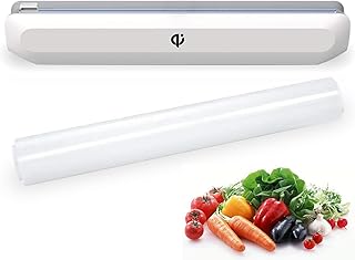 Plastic Wrap Dispenser with Cutter-Refillable Cling Film Dispenser with Cutter-Cling wrap Dispenser with Cutter - 12'X250 Professional BPA Free Plastic Wrap.