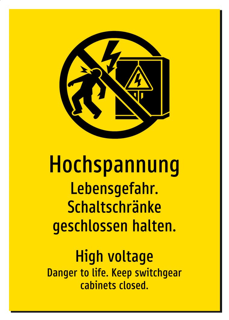 67808-DEEN-S-13 | Hochspannung/High voltage Schild/Aufkleber Deutsch