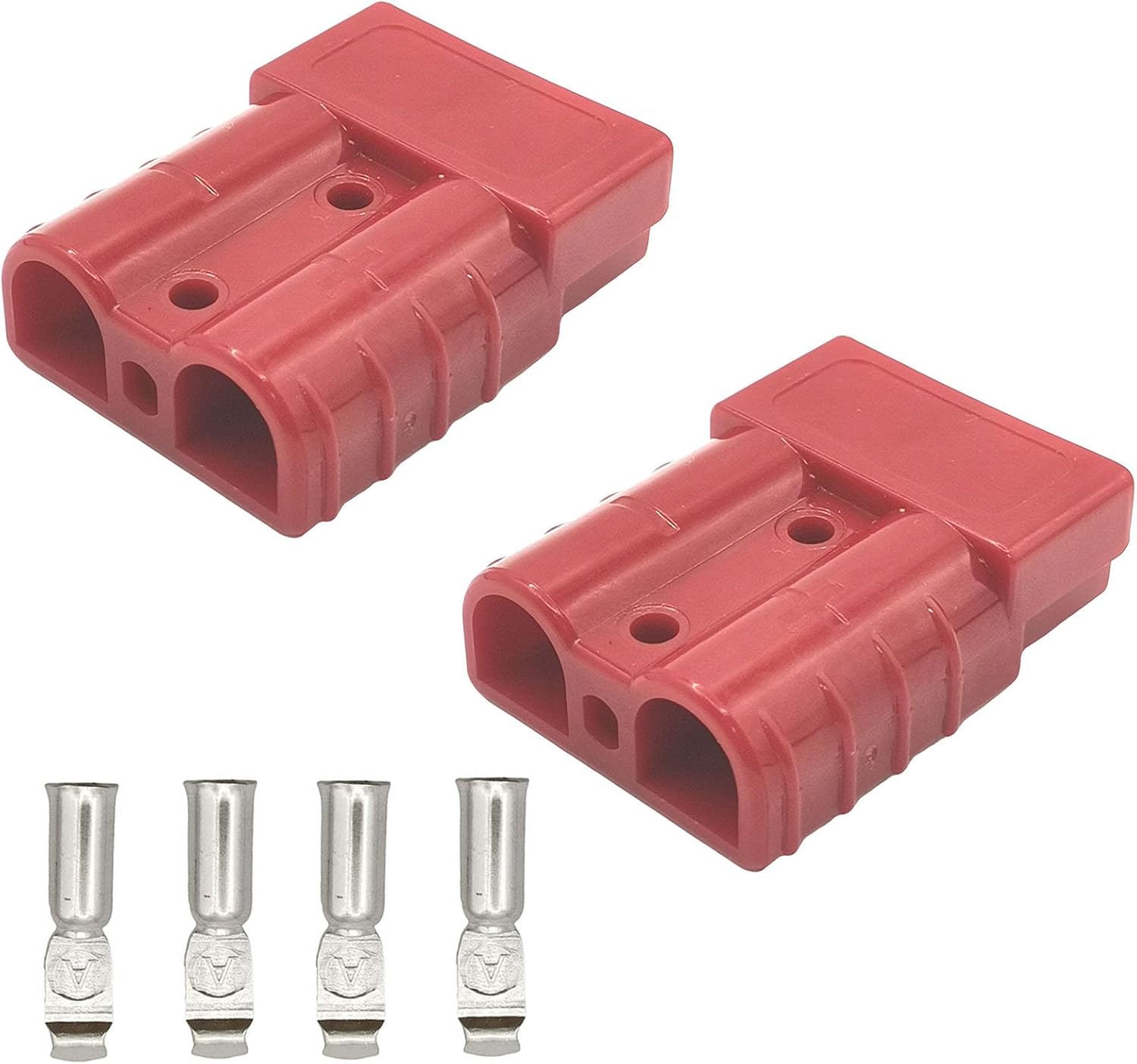2 Pcs Red 50Amp Battery Quick Connector Disconnect Jumper Cable Plug Quick Release Connector with 4pcs 6AWG teminals for Boat ATV Truck Winch Trailer Forklift Towing Systems