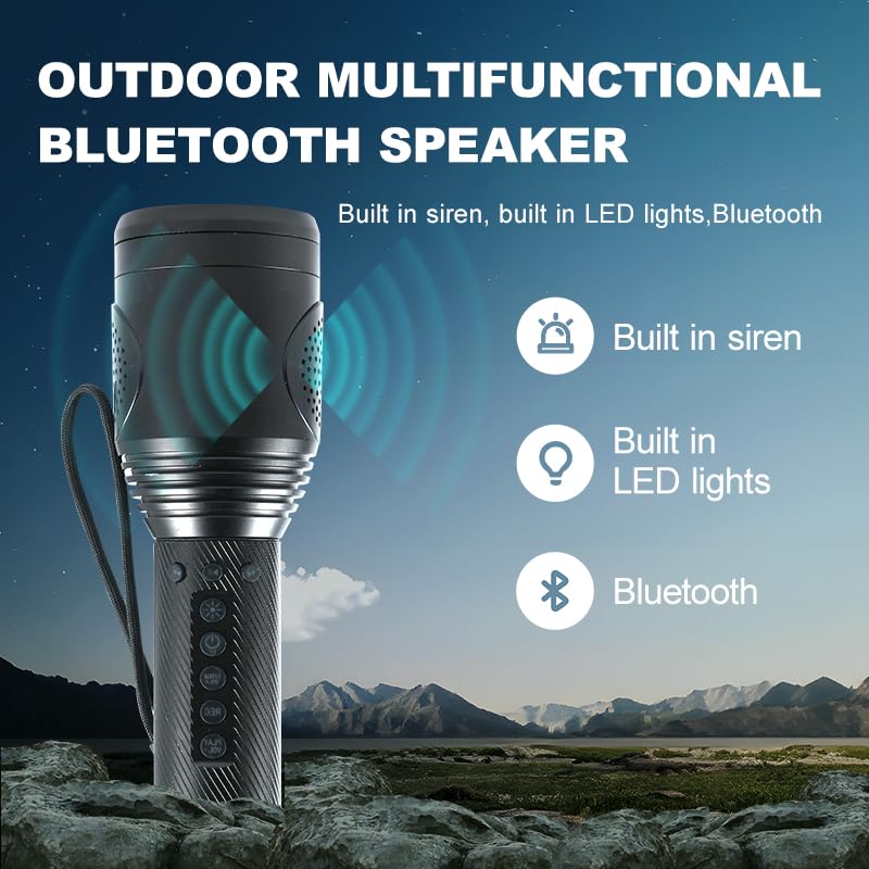 B S Multifunctional Megaphone Speaker with Handheld Flashlight Type,3 Light Modes,Buit-in-Siren,Loud Speaker,and Recoreder for Outdoor Traning,Camping Night and Animal Repellent