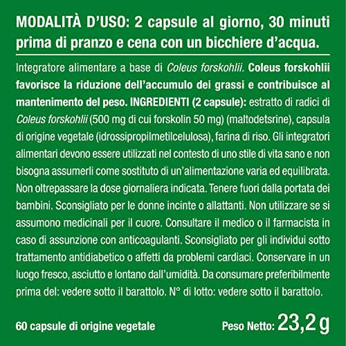 FORSKOLINA | Supporta il Metabolismo | Controllo del Peso | 100% Naturale | Pianta Coleus Forskohlii | 60 Capsule Vegane | Nutrimea - 9