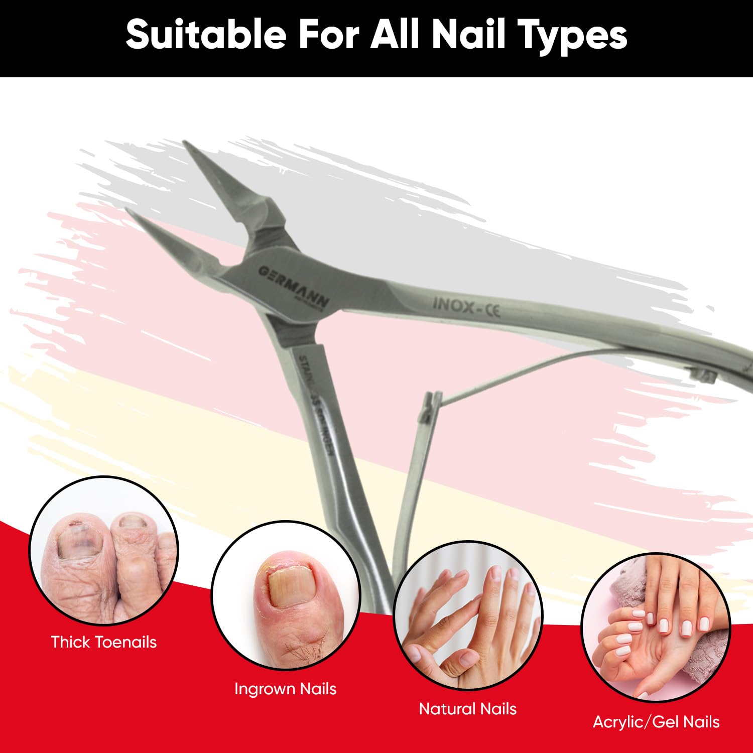 YNR Coupe-ongles incarnés professionnels – Podologie de podologie, très résistant pour ongles très épais, ongles champignons, coupe-ongles incarnés côté coin, coupe de précision avec un minimum