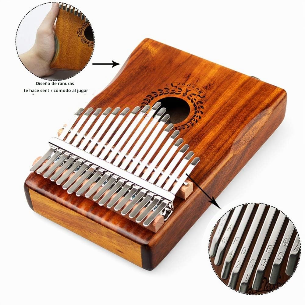 Alnicov Acacia EQ Kalimba de 17 teclas, pastilla incorporada de piano de pulgar eléctrico con interfaz de audio de 6,35 mm para principiantes Instrumentos musicales profesionales