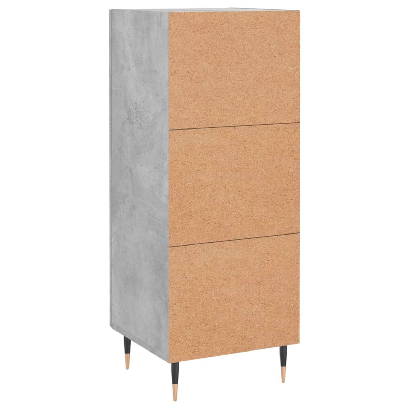 Kredens szary betonowy 34,5 x 34 x 90 cm, materiał drewnopochodny z metalowymi nogami – nowoczesny mebel do salonu zapewnia porządek w przestrzeni do przechowywania i prezentacji dekoracyjnej