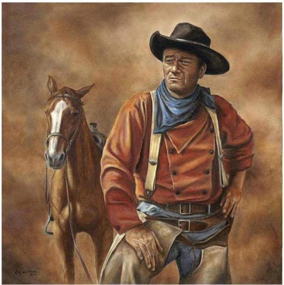 GEZHF Painting by Numbers Kits Canvas DIY Acrylic Painting for Adults and Kids with Paints Brushes -Western Cowboy Horse 16 * 20inch(Without Frame)