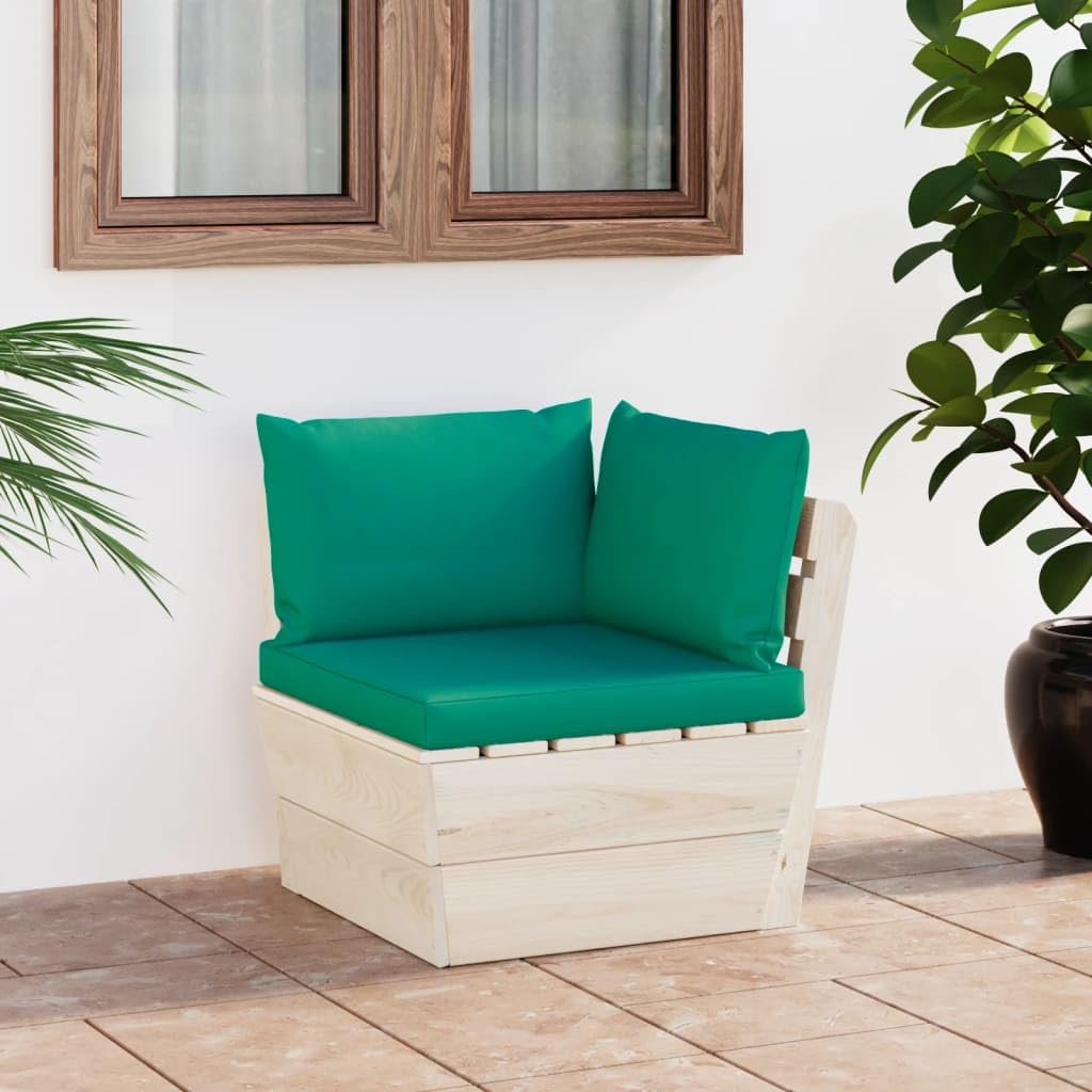 vidaXL Abeto Impregnado Sofá de Esquina de Palets de Jardín Cojines Asiento Silla Sala de Estar Salón Terraza Patio Seccional Exterior Balcón Estable
