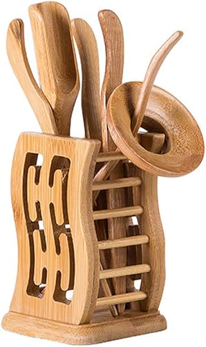 DOITOOL Kit de utensilios de té de bambú Accesorios de viaje Accesorios de viaje 6 piezas de té de bambú Juego de herramientas de té japonés Juego