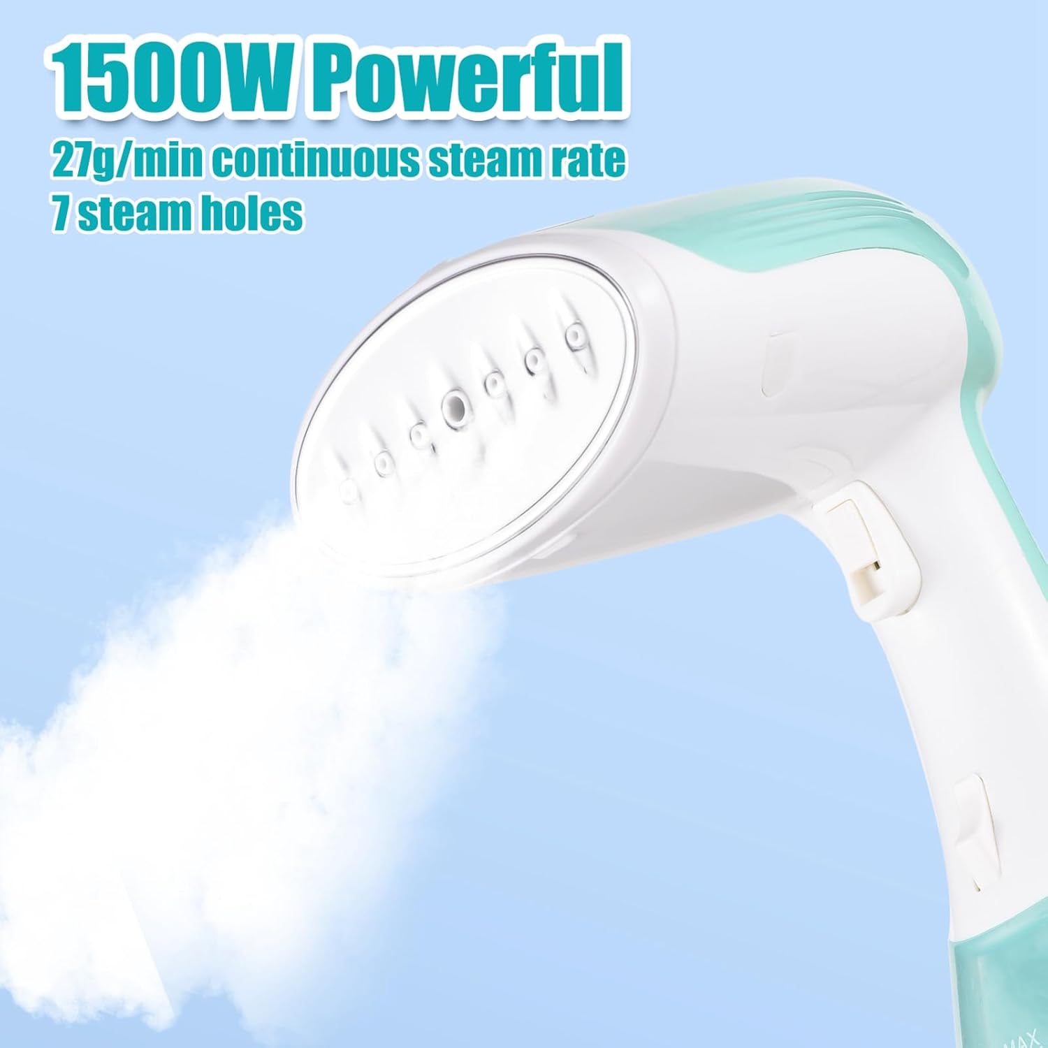 PORTABLE HANDHELD STEAMER CLOTHES IRON FABRIC WRINKLES REMOVER CURTAINS 2-IN-1 HEATING FAST 1500W (Green)