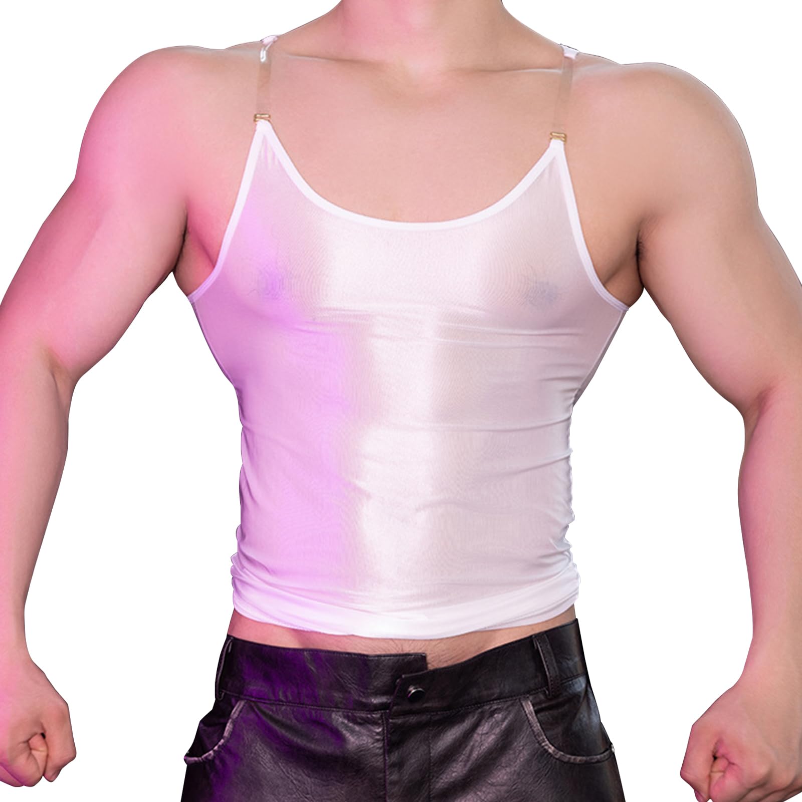 Maillot de corps sans manches brillant pour homme Sport Entraînement Débardeur Maillot de corps Sexy Bretelles métalliques