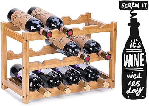 Miniatura 3 de 1 juego de encimera de madera para vino + 2 estilos de metal montado en la pared para almacenamiento de vino soporte de vidrio decorativo