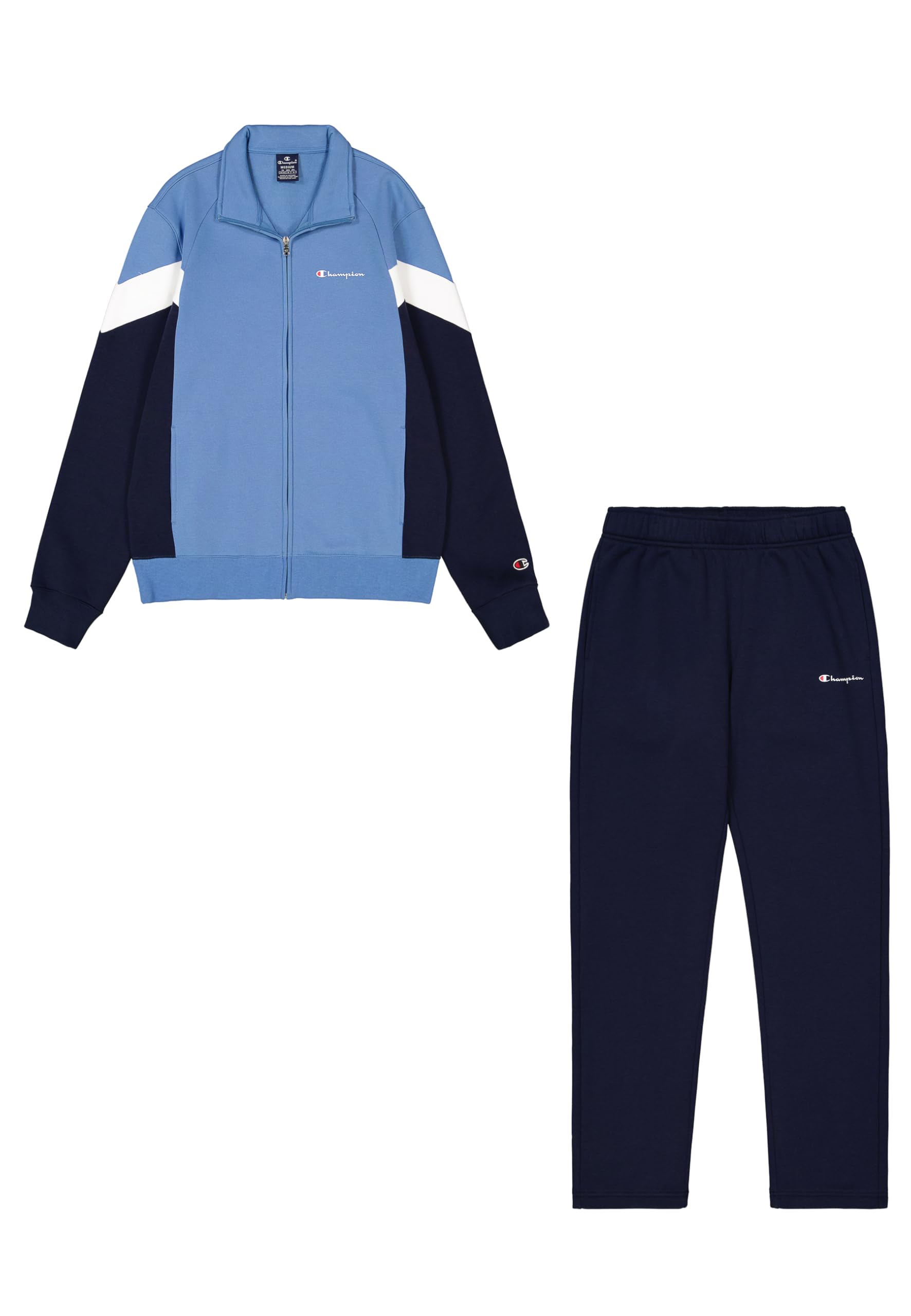 Champion Men's Blue (Bs099) Legacy Script Shop Color Block (220290) -Soft Compact Powerblend Fleece High-Neck Tracksuit, Xl
