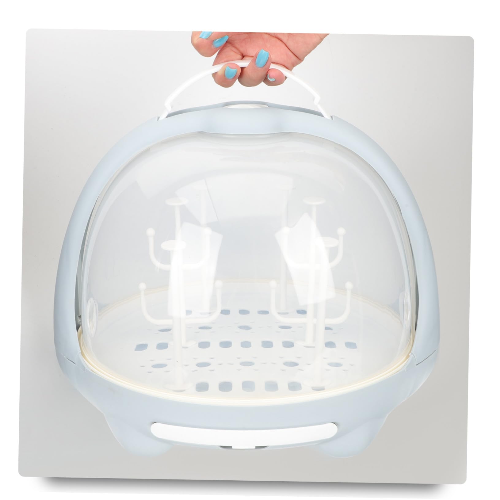 VICASKY Organizador de Biberones para Bebés Material Seguro y Resistente PP, Caja de Biberones Multi-función Azul para Secar y Almacenar en Cocina