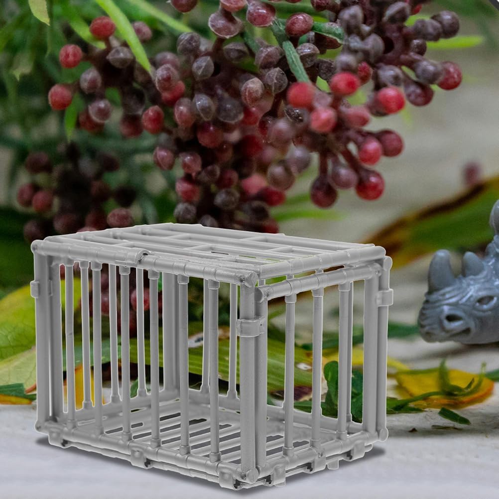 TOYANDONA 2pcs Mini Cage Model Miniature Plastic Animal Cage Fence Model for Dollhouse Micro Landscape Accessories