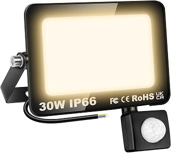 AUXTINGS LED Floodlight with Motion Sensor,30W 3000LM Outdoor Security Lights Outside Lamp 4000K Warm White Spot Light Exterior Lighting for Yard Backyard House Court Stadium Parking,IP66 90V-135V