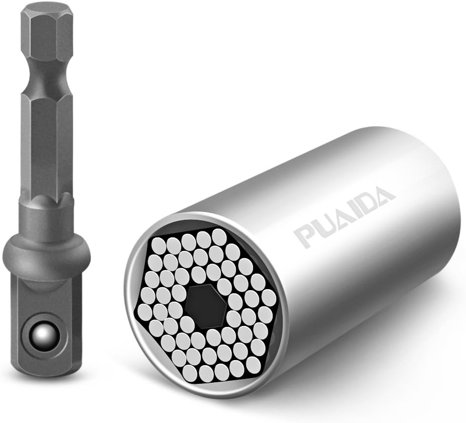 PUAIDA Universal Socket Grip, the 1/4 inch to 3/4 inch Multi-function Socket Wrench with Power Drill Adapter- a Must-have Repair Hand Tool for Your Cabinet