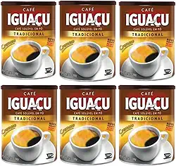 Café Iguaçu Solúvel Em Pó Lata 200g Kit C/6 Unidades