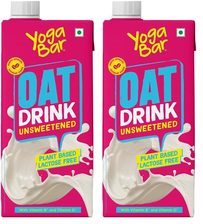 Image of Yogabar Oat Milk Unsweetened 1L | Barista Approved | Fortified with Vitamin B, D & Calcium |Dairy & Lactose Free Milk | No Added Sugar | Vegan Plant-Based Oat Beverage for Coffee & Smoothies | Zero Cholesterol
