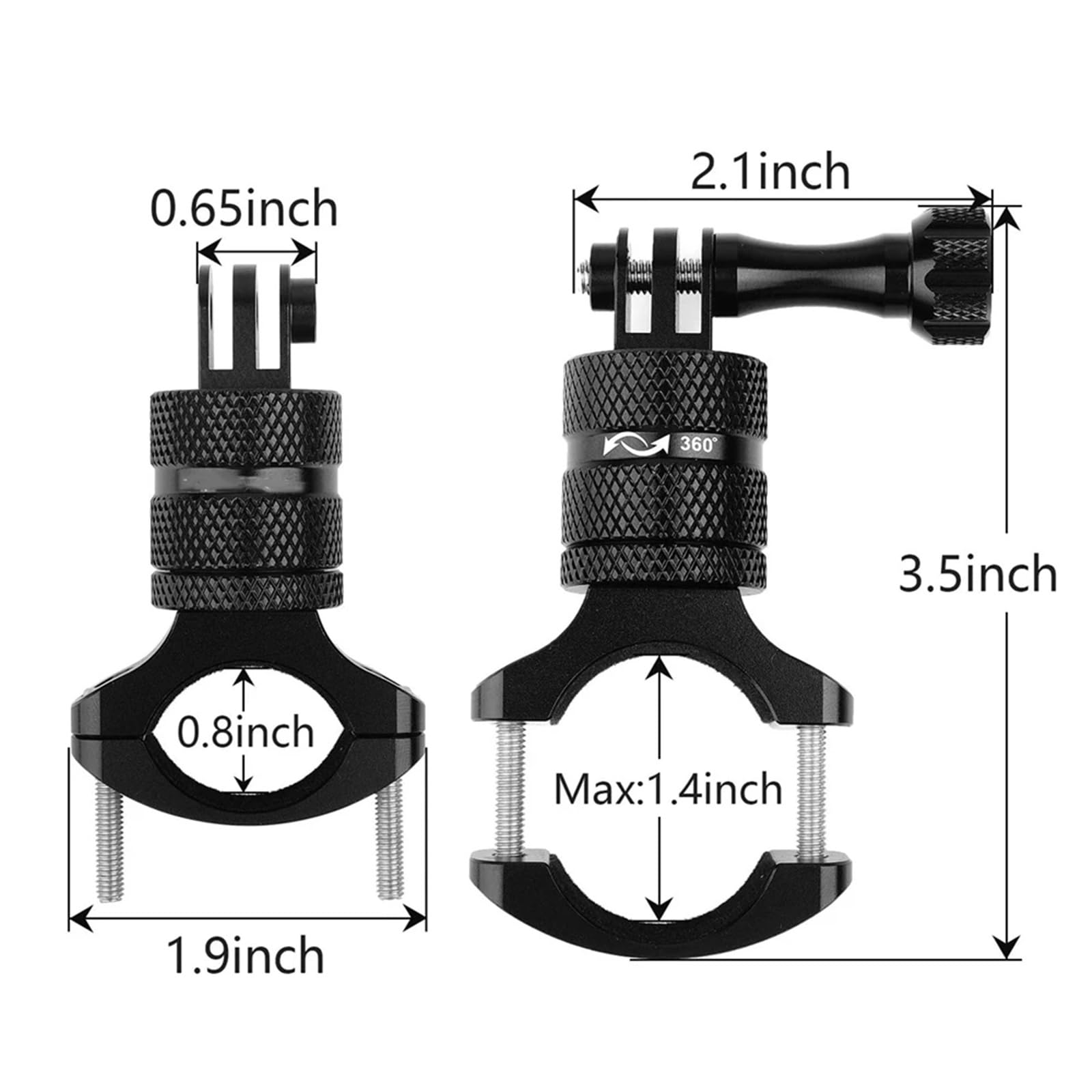 Compatibile con GoPro Supporto for Manubrio Bici in Alluminio Rotante a 360 Gradi for Action Cam Hero 13 12 11 10 9 Session(New Set)