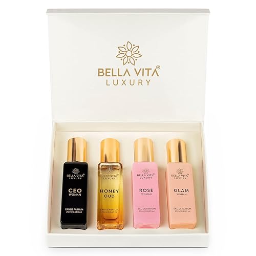 Vitation Store - Set de regalo de perfume de lujo para mujer, 4 x 0.7 fl oz, para mujer con CEO, Honey Oud, glamour, perfume de rosa, floral,
