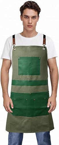 Miniatura 1 de Woodworking Tools Apron for Men Heavy Duty Waterproof Cotton Canvas Apron with 6 Pockets