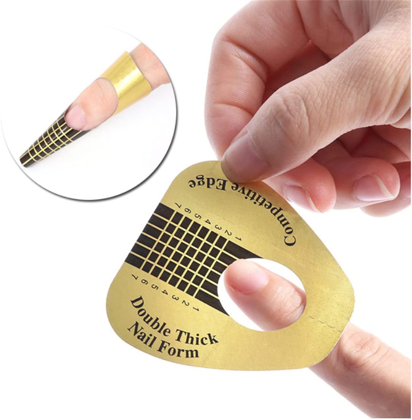 Bandeja de papel de manicura Oro, 200 Piezas, Plantilla para extensión de uñas UV Gel
