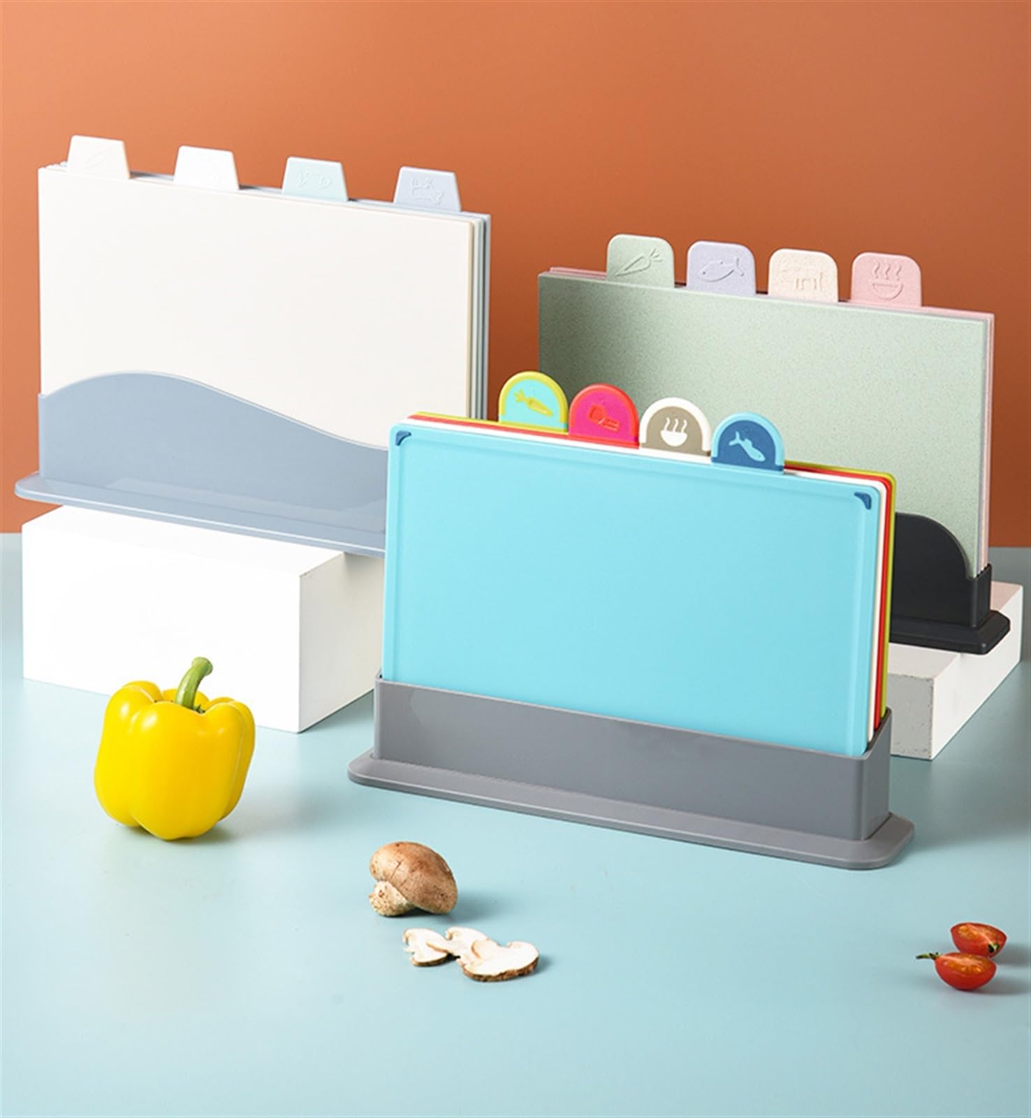 Schneidebrett Küchenbrett 4-teiliges Kunststoff-Schneidebrett, BPA-frei, Spülmaschinenfest, Schneidebretter Für Die Küche Schneidebretter Cutting Board (Color : B)