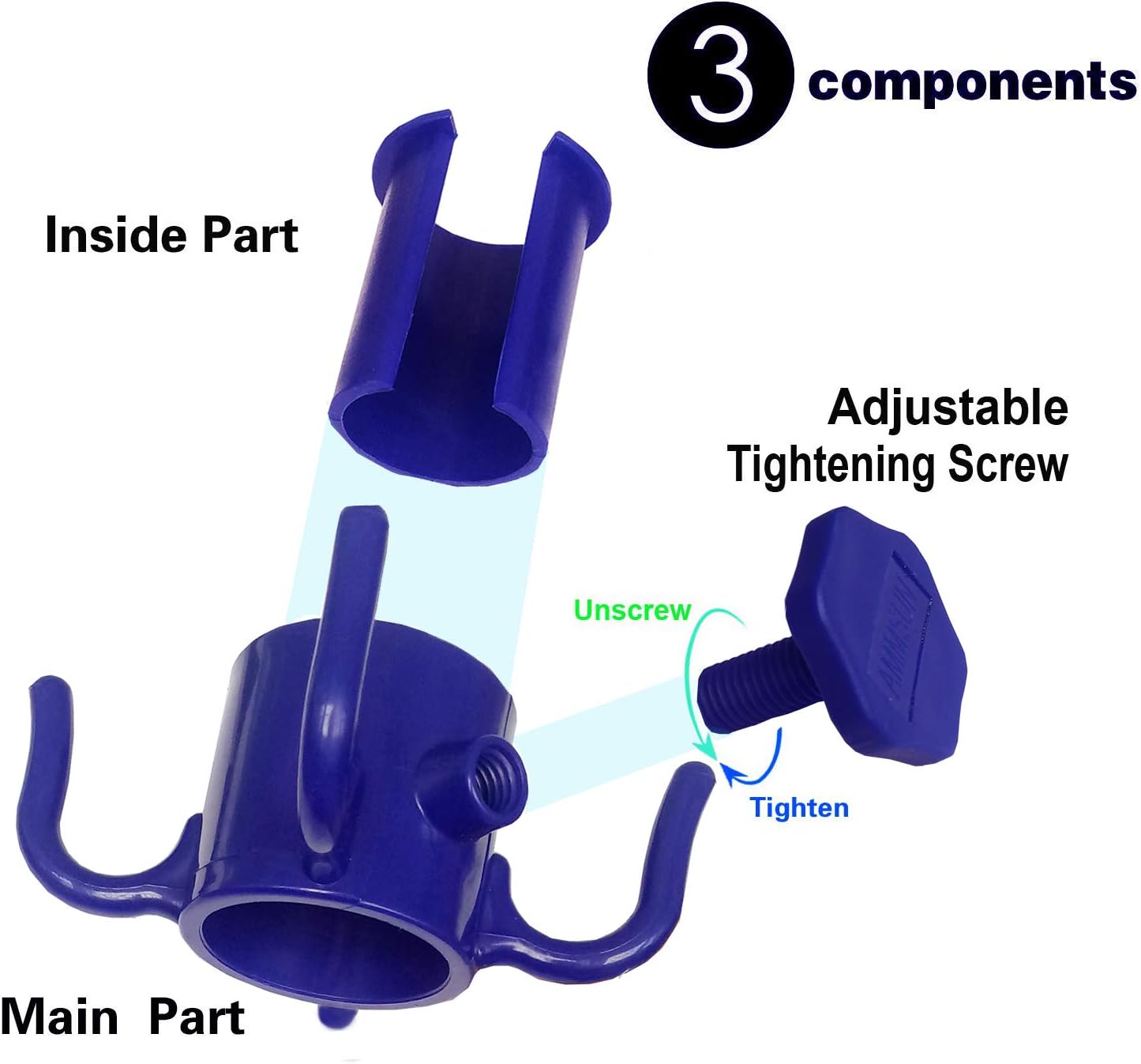 AMMSUN 2 Pack Beach Umbrella Hanging Hook, 4-prongs Plastic Umbrella Hook Hanging for Towels/Hats/Clothes/Camera/Sunglasses/Bags-Durable, Fit for Beach,Camping Trips
