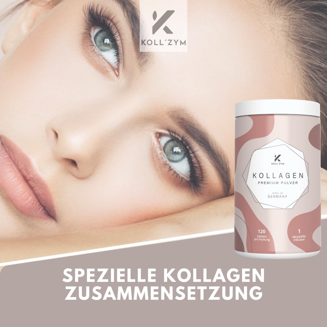 Koll`ZYM© 100% collagene polvere ad alto dosaggio [600 g] • L'originale • peptidi collagene • collagene bioattivo • non idrolizzato • insapore • Made in Germany
