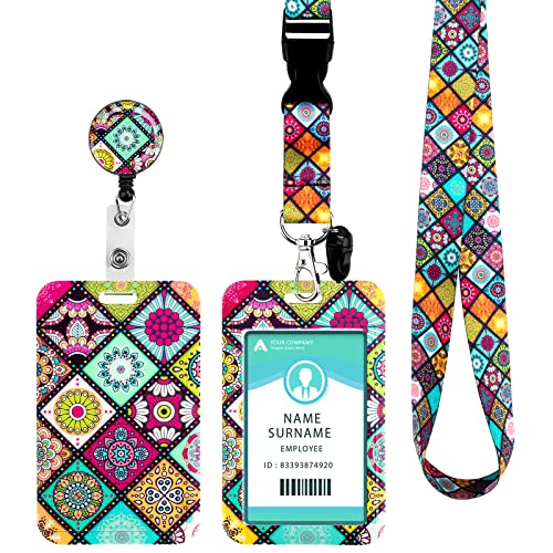 Porta Tarjetas Identificativas, Lanyard con Tarjetero, ID Card Badges Holder Extensible con Cordón para el Cuello de la...