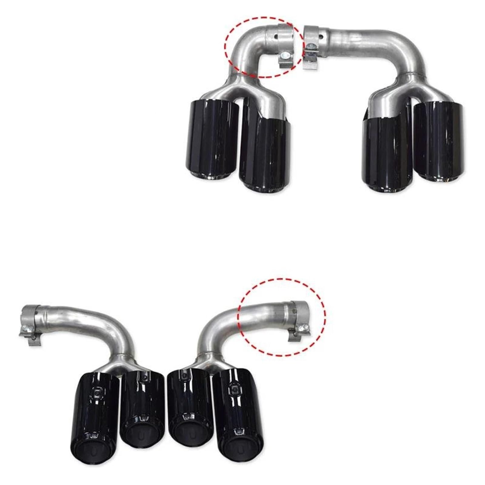 Tubo Scarico Auto Marmitta Per Cayenne 2018 2019 2020 304 Acciaio Inox Nero Auto Punta Scarico Sistema Di Scarico Tubo Punta Del Silenziatore Tubo Scarico Della Marmitta (Color : Black Hybrid)