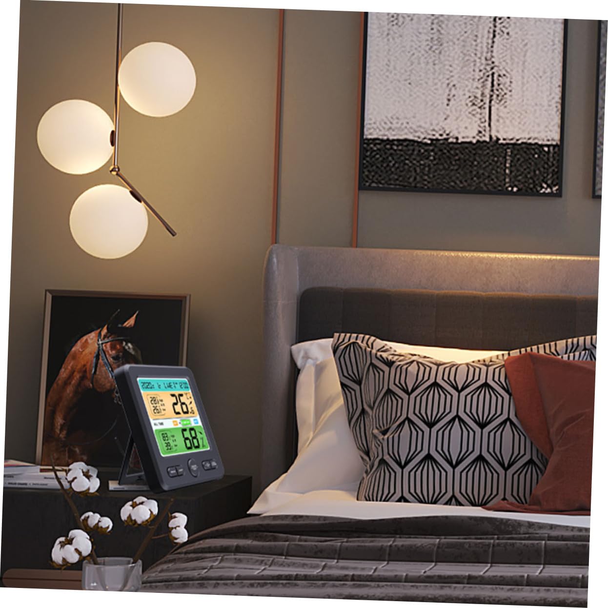 Digitales Thermohygrometer für Innenräume, 1 Satz, Schwarz