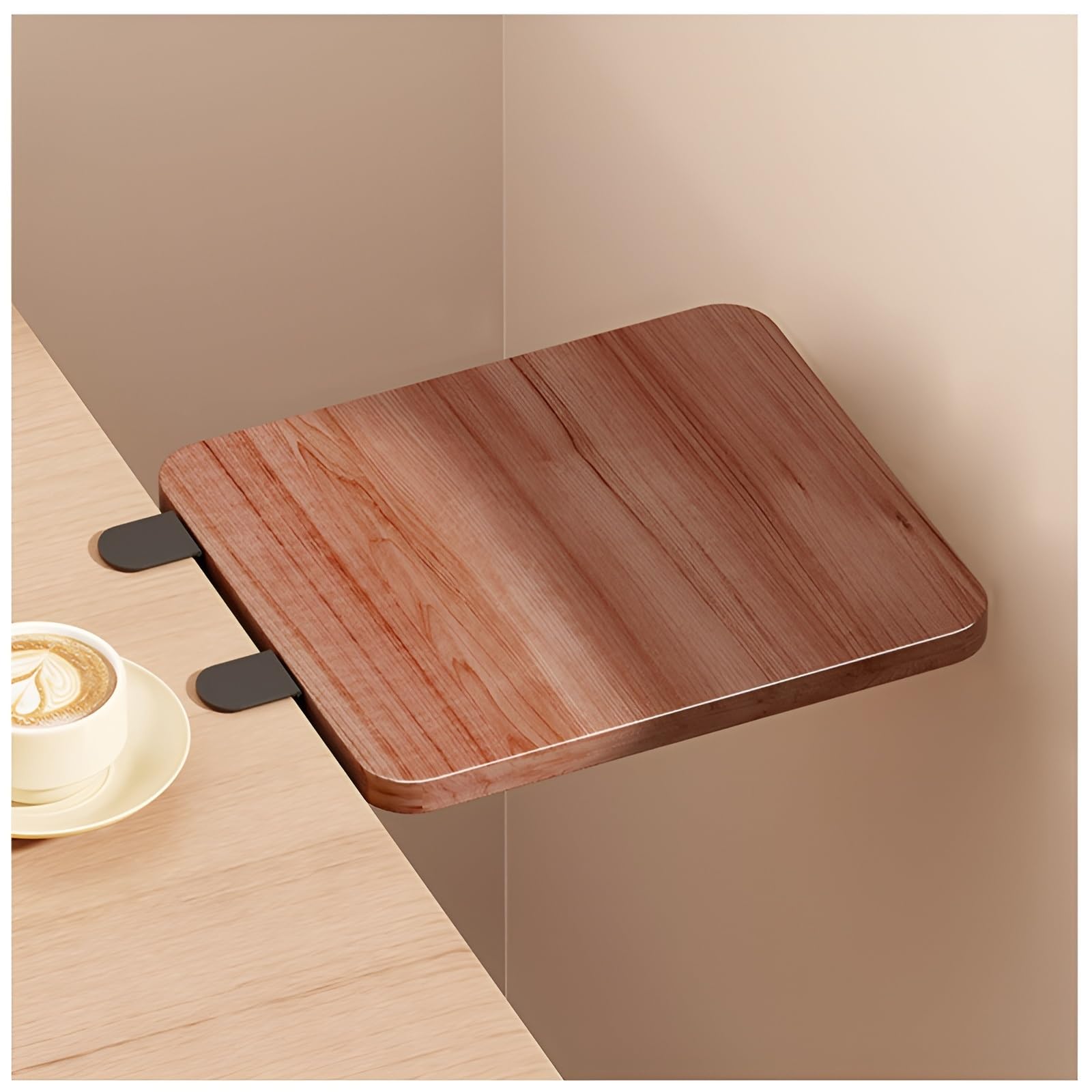 Bureau compact extensible avec plateau pour clavier en teck pour le teletravail