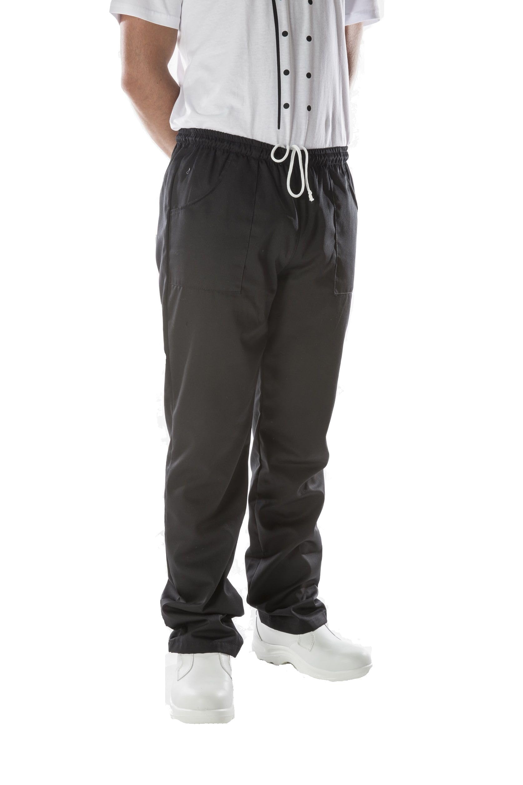 JOBLINE Pantalone da Lavoro Unisex con Elastico e Laccio Misto Cotone Chef, Cuoco, Catering tg. XS - 4XL