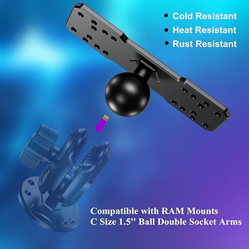 Miniatura 4 de BRCOVAN Soporte para buscador de peces de bola de 1.5 pulgadas, placa electrónica marina universal de aleación de aluminio para soportes RAM, tamaño