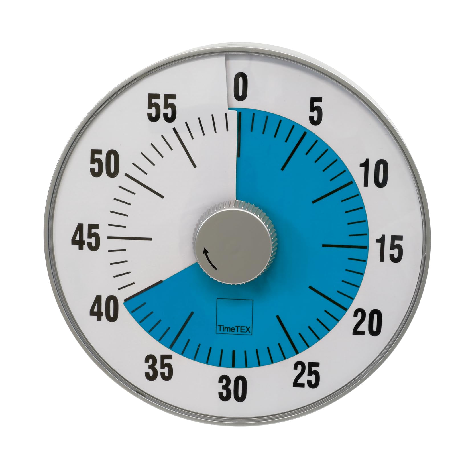 TimeTEX - Zeitdauer-Uhr L Blau| Lautloser 60 Minuten Countdown mit visuellem und akustischen Signal für Selbständigkeit | Inhalt: Batteriebetriebener Timer in Blau (Größe: ca. 19 cm ø)