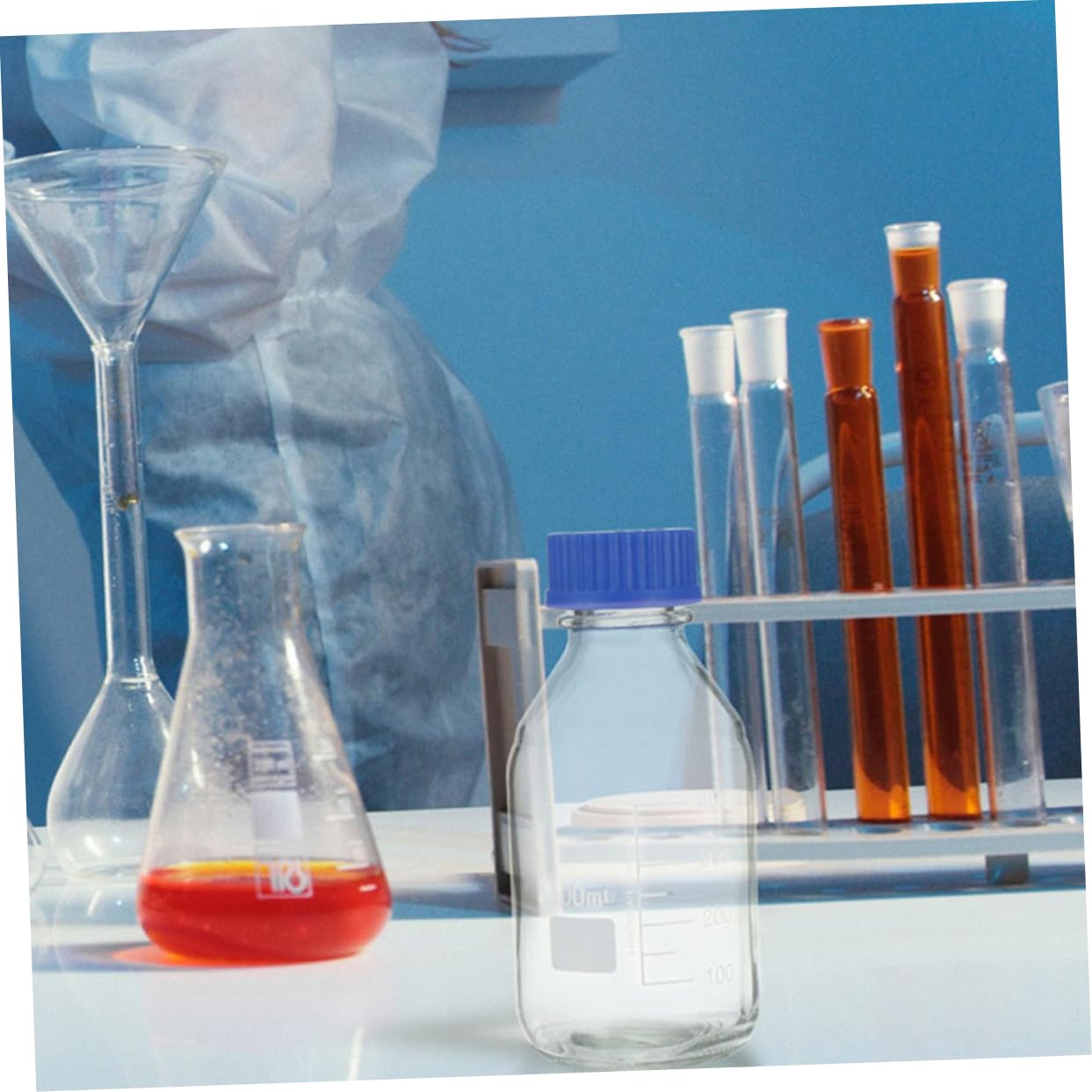 Cabilock 2pièces Fleurs Liquides Flacon de Laboratoire Verre Gradué avec Bouchon Hermétique pour Échantillons de Produits Chimiques et Usages Laboratoire
