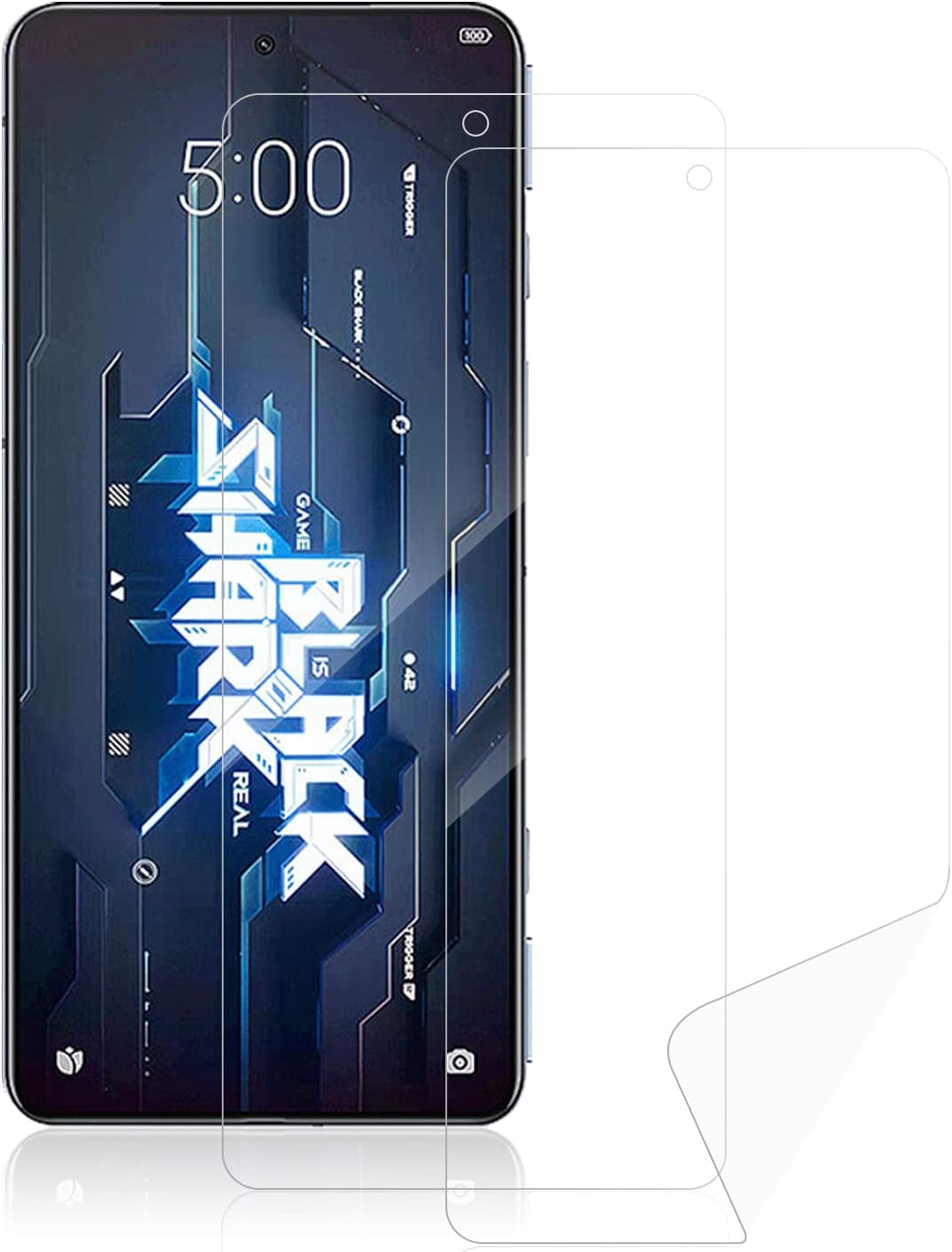 ROVLAK Protector Pantalla Hidrogel Compatible con Xiaomi Black Shark 5 [2-Pack] Screen Protector Cobertura Completa Film Flexible Alta Sensibilidad Protector Hidrogel TPU para Xiaomi Black Shark 5