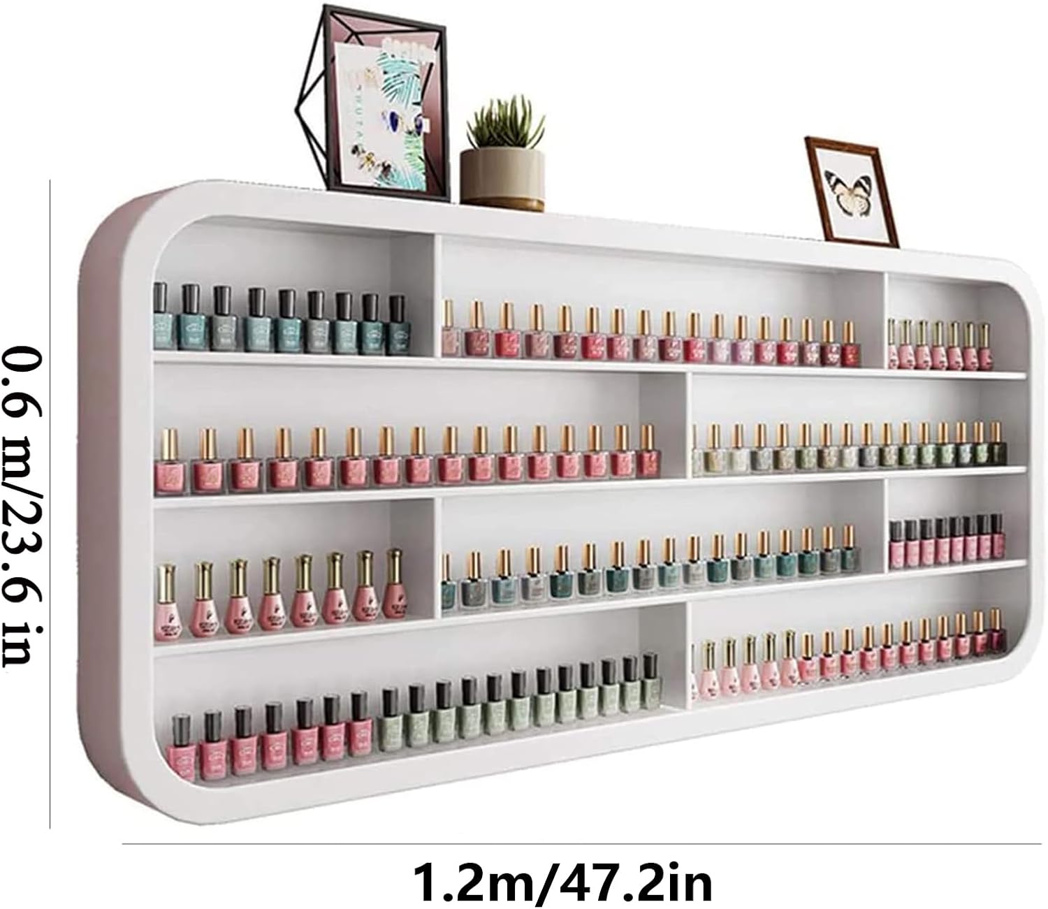 Hanging Wall Nail Polish Organizer, Floating Shelves for Salon Beauty and Manicure Shop, Wooden Nail Polish Display Rack Perfume Rack, White,C