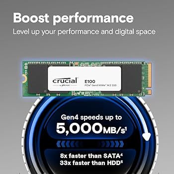 Amazon | Crucial E100 480GB PCIe 4.0 Gen4 2280 NVMe M.2 SSD