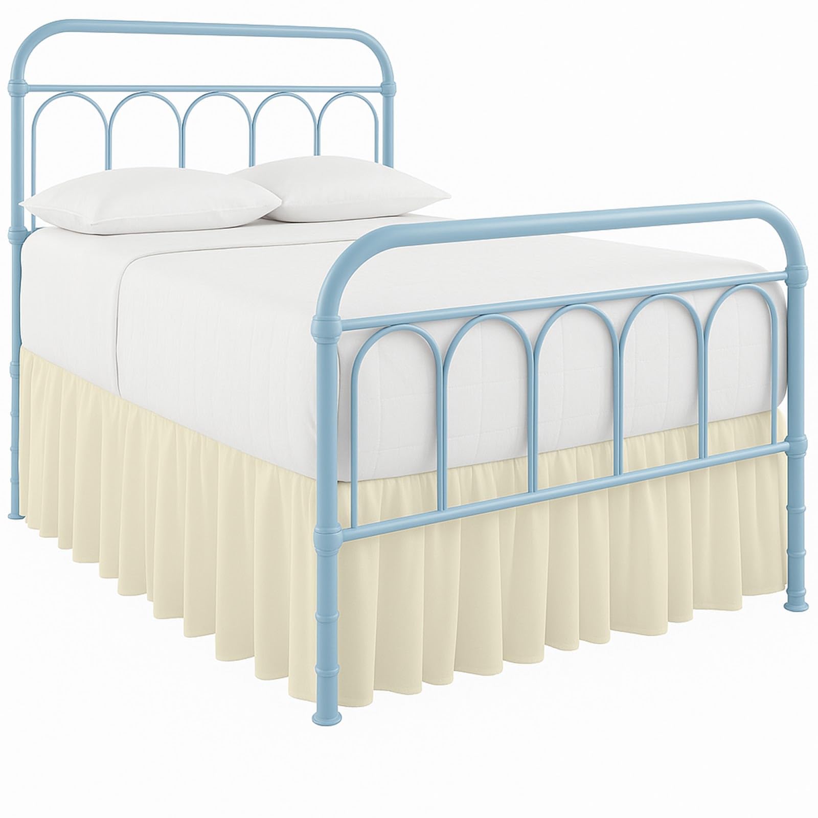 Ruffled Bed Skirt with Split Corners-Dust Ruffle - 16" Drop 100% Microfiber Soft,Sheen & Luxurious Look - Bed Skirts (Ivory -Twin)